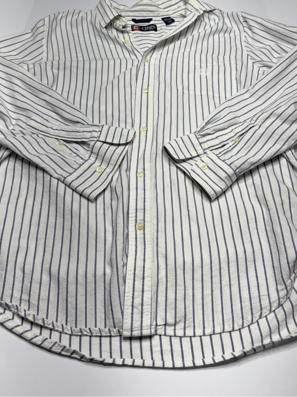 Chaps Men’s White Shirt with Navy Stripe